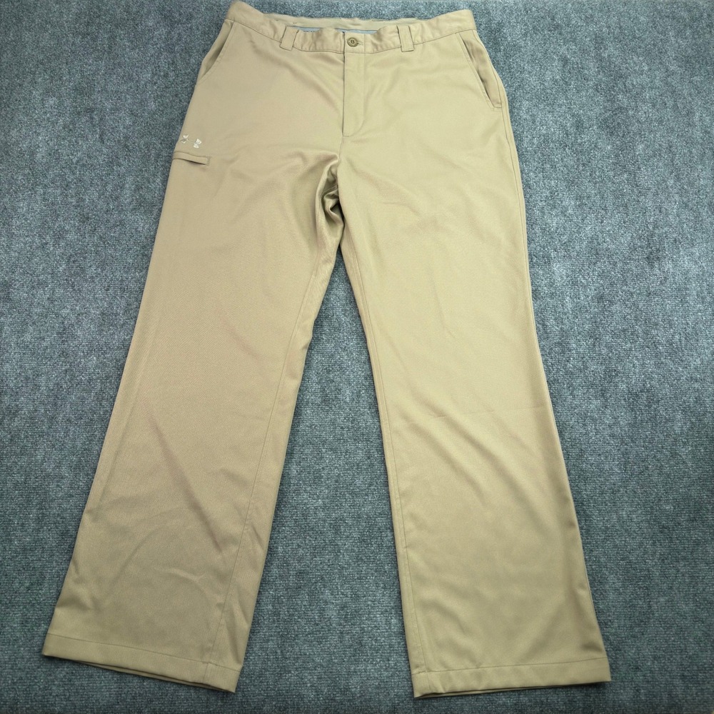 Under Armour Pants Mens 37x32 Beige Herringbone Performance Golf Stretch‎